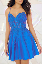 A line Sweetheart Lace Sticker Short Homecoming Dress